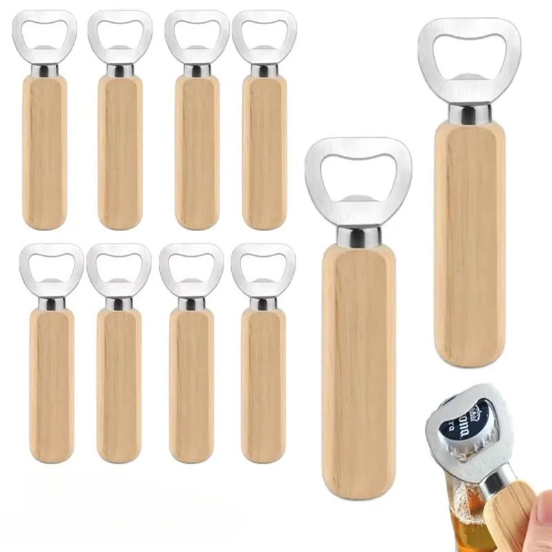 Kitchen Gadgets To Gift - فتاحة زجاجات خشبية من الفولاذ المقاوم